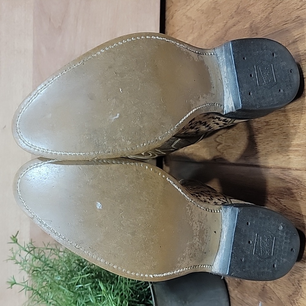 Vintage Tony Lama Wildebeast & Cape Buffalo Leather Cowgirl Boots 6 - Picture 8 of 16